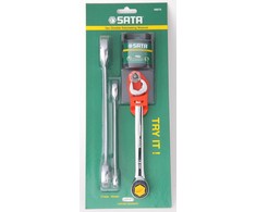 SATA kombinuotieji veržliarakčiai SU DVIGUBO RETŠKŲ RINKINYS 3 vnt / 10, 13, 17mm