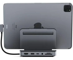 Port „Satechi Aliuminio“, skirta „iPad Pro“ (USB-C, USB-A, 4K HDMI, mikro / SD kortelių skaitytuvas, lizdo prievadas) (tarpinis pilkas)