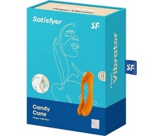 Satisfyer Candy Cane Mini Vibrator Juodas-Oranžinis - Compact Finger Model