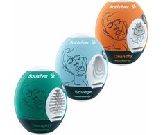 Satisfyer Masturbatoriaus Kiaušinių Rinkinys 3 vnt. - Išdykęs, Laukinis, Traškus