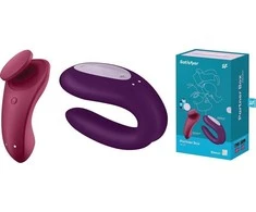 Satisfyer MAIŠELIO MAIŠELIS Partner Box Sexy Secret Panty Vibrator + Double Joy Partner Vibratoriaus vibratoriaus rinkinys
