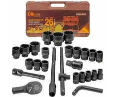 Satra Smūginių įrankių rinkinys, 26 dalys, 3/4 colio (17–50 mm) ir 1 colio (55–65 mm) (12 kampų)