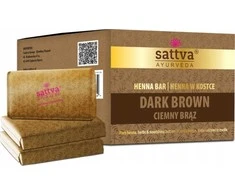 Augaliniai tamsiai rudi plaukų dažų kubeliai Henna Bar, Sattva Ayurveda, 3x80g
