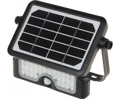 LUX LED 5W, saulės energija varomas prožektorius su judesio jutikliu 500lm, IP65, 4000K, 2x1500mAh, juodas