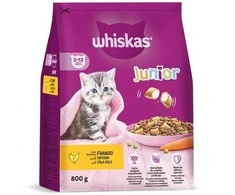 Sausas kačių ėdalas WHISKAS Junior, su vištiena, 800g
