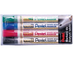 Rinkinys PENTEL MW85-4W apvalūs sausai ištrinami žymekliai