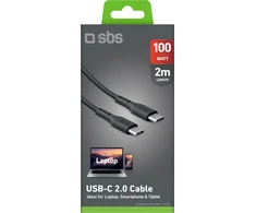 SBS USB-C do USB-C Kabelis 2m 100W juoda (LACABLETCC2M100K)