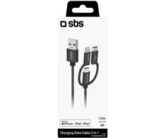 Kabelis SBS 3-in-1 USB/USB-C/MicroUSB/Lightning 1,2m