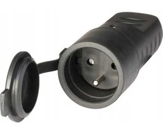 Scame Nešiojamas guminis lizdas 110.3150 su atvartu 16A 2P+E 230V IP44 9713 juoda