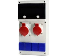 „Scame“ paviršinio montavimo pastato paskirstymo skydas 1x32A/5P 1x16A/5P 4x230V 11 modulių IP44-54 blokinis „Scame 632.31WW“ rutulinis