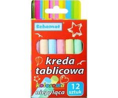 Schemat SPALVOTOS MOKYKLINĖS LENTELĖS KREIDOS, 12 VIENŲ RINKINYS. SCHEMA BE DULKIŲ