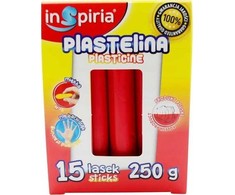 Schemat RAUDONAS plastilino rinkinys iš 15 pagaliukų mokykliniam plastilinui 250g Inspiria 9851