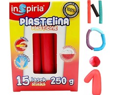 Schemat RAUDONAS plastilino rinkinys iš 15 pagaliukų mokykliniam plastilinui 250g Inspiria 9851