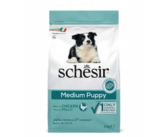 Schesir Original, sausas maistas, šuniukams, vištiena, 3kg, maišelis, dla vidutinio dydžio veislėms