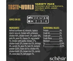 Schesir „Taste the world“ kelių pakuočių šlapias ėdalas šunims, skonių mišinys, 6 x 150 g, skardinė