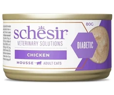 Schesir Veterinary Solutions Diabetic, karma mokra, katei, vištiena, mus, 8x80g, puszka, pakuotė (SR-3109)