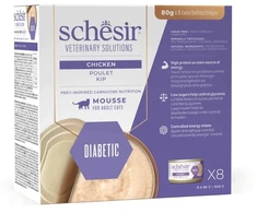 Schesir Veterinary Solutions Diabetic, karma mokra, katei, vištiena, mus, 8x80g, puszka, pakuotė (SR-3109)