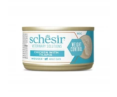 Schesir Veterinary Solutions Weight control, karma morka, katei, vištiena i tilapia, mus, 8x80g, puszka, Opak (SR-3062)