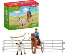 SCHLEICH „Naminiai gyvūnai“ Rinkinys - Raitelė ant žirgo su veršiuku