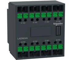 Schneider TeSys Deca pagalbinių kontaktų blokas 4NC, tvirtinamas iš priekio, snap-in gnybtai (LADN04A)