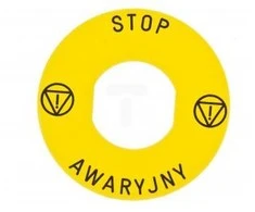 Schneider Electric ETYKIETA Geltona "STOP AWARYJNY"