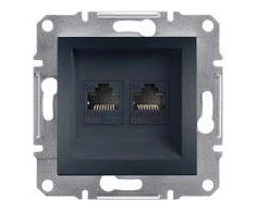 Schneider Electric Asfora kompiuterio lizdas 2 x RJ45 katė. 5E UTP be antracito rėmelio (EPH4400171)