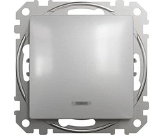 „Schneider Electric Sedna Design“ apšviestas 1 polių jungiklis, sidabrinis aliuminis SDD113101L