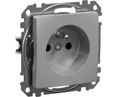 Schneider Electric Sedna Design, 2P+PE lizdas su langinėmis, sidabrinis aliuminis