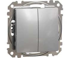 Schneider Electric Sedna Design, Dvigubas mygtukas, sidabrinis aliuminis