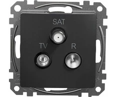 Schneider Electric Sedna Design, R/TV/SAT terminalo lizdas (4dB), juodas antracitas
