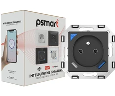 Schneider Electric T410U PSMART Smart išmanusis lizdas juodas Wi-Fi TUYA su matavimu USB+USB-C