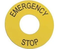 Schneider Electric Lakštinė plokštė geltona, apvali, fi60mm EMERGENCY STOP (ZB2BY9330)