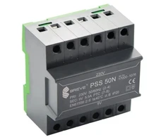 Schneider Electric Vienfazis modulinis saugos transformatorius PSS 50N 230/9V, DIN bėgiui, IP20, Ta 40, 17000-1076