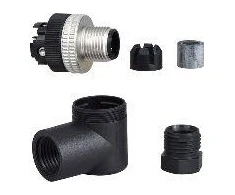 Telemecanique Sensors „Schneider Electric“ M12 4 kontaktų kampinė „vyrams“ jungtis, Pg7 metalinis sandariklis (XZCC12MCM40B)