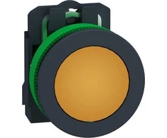 Schneider Electric Harmony XB5 plokščias plastikinis mygtukas. oranžinis fi30 sklandus objektyvas integruotas LED 110...120 V AC XB5FVG5
