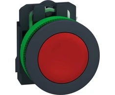 Schneider Electric Harmony XB5 plokščias plastikinis mygtukas. raudonas fi30 automatinis grįžimas nepažymėtas 1R XB5FA42