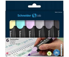 SCHNEIDER Job pastelinės pilkos spalvos žymeklių rinkinys, 1-5 mm, 6 vnt., dėžutė su pakaba, spalvų mišinys