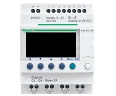 Schneider Zelio Logic RTC LCD kompaktiška relė 240 VAC 8 įėjimai 4 išėjimai SR2B121FU