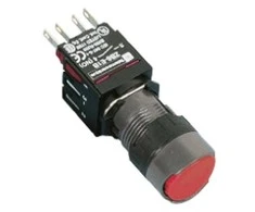 Schneider Pilnai raudonai dengtas plokščias apvalus mygtukas 16 mm, automatinis grąžinimas, 1NC, be žymėjimų, XB6AA42B
