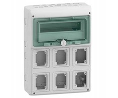 Schneider 13181 Mureva IP65 ant paviršiaus montuojami skirstomieji įrenginiai 1x12, skirti gMRV-1-12+1-NT-T/6 lizdams 6 skylės 90x100mm 13181