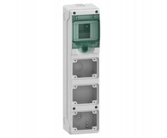 Schneider Rozdzielnica 1x4 natynkowa Mureva IP65 do podłączenia gniazd mgMRV-1-4-NT-T/3 3 otwory 65x85mm 13177