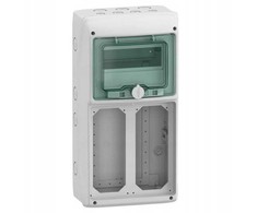 Schneider 13186 Mureva IP65 ant paviršiaus montuojamas 1x8 skirstomasis įrenginys, skirtas prijungti gMRV-1-8-NT-T/10 lizdus 2 skylės 103x225mm 13186