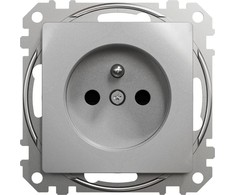 Schneider Electric Sedna Design, 2P+PE lizdas su langinėmis, sidabrinis aliuminis
