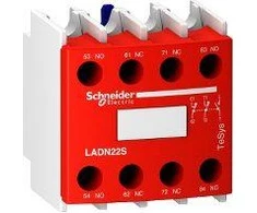 Schneider Electric „Schneider“ pagalbinis kontaktas 2NO 2NC, montuojamas priekiniame režime, Raudon PREVENTA (LADN22S)