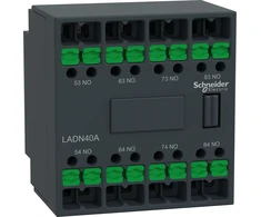 Schneider TeSys Deca pagalbinių kontaktų blokas 4NO tvirtinimas iš priekio, snap-in gnybtai (LADN40A)