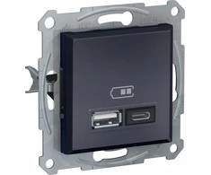 SCHNEIDERE Schneider Asfora EPH2700371 USB įkrovimo lizdas įleidžiamas A+C 2.4A be rėmelio, antracito spalvos