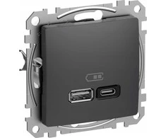 SCHNEIDERE USB įkrovimo lizdas Schneider Sedna Design SDD114404 A+C 45W PD juodas antracitas