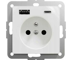 Schneider Electric SCHNEIDERE Vienvietis lizdas su įžeminimu Schneider Sedna Design SDD111072 su USB A+C 3A besriegiais gnybtais, baltas dizainas ir elementai