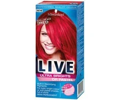 „Schwarzkopf Live Ultra Brights“ arba „Pastel 092 Vivid Raudona“.