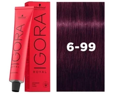 Schwarzkopf Profesionalūs plaukų dažai, Igora Royal, Permanent Hair Dye, 6-99 Dark Skirtas šviesiems plaukams Violet Extra, 60 ml